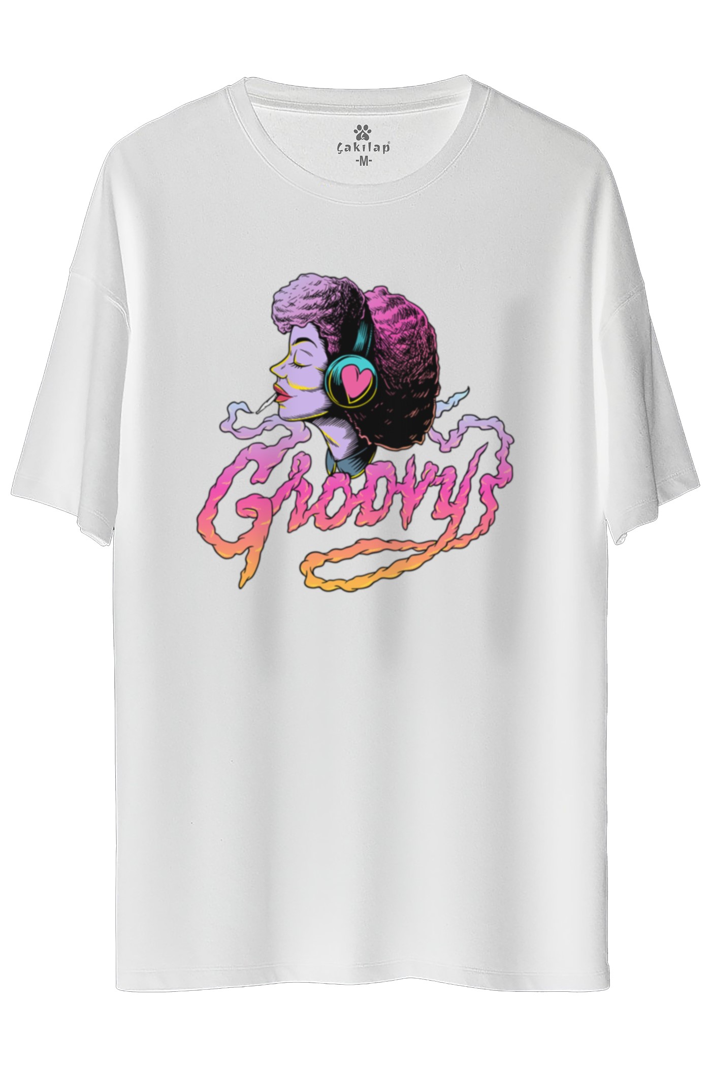 Groovy  Baskılı Oversize Tişört