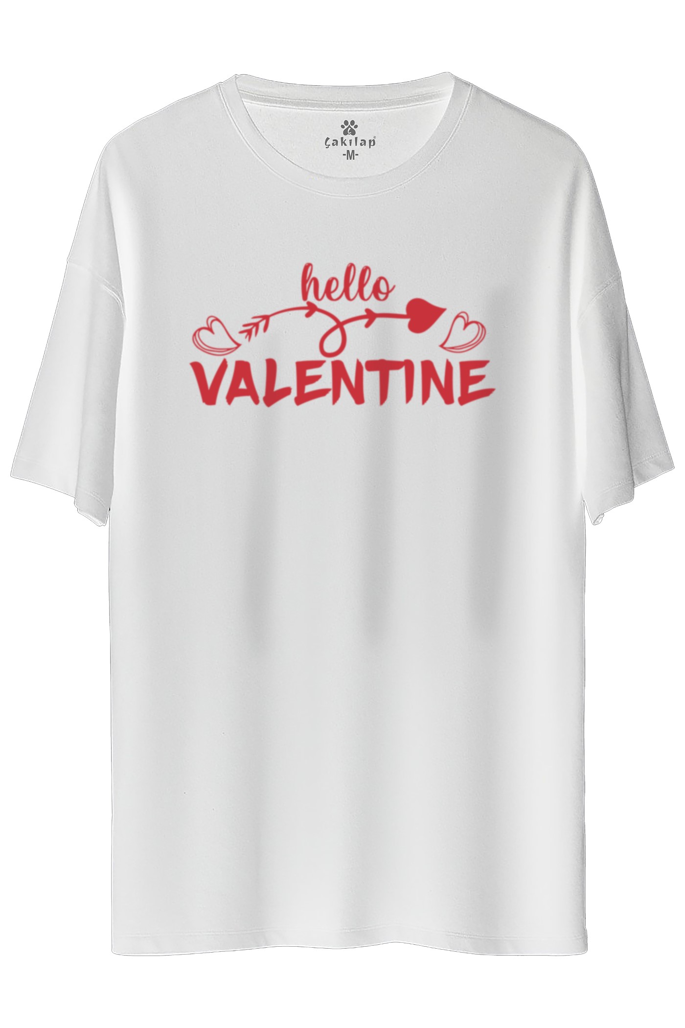 Hello Valentine  Baskılı Oversize Tişört