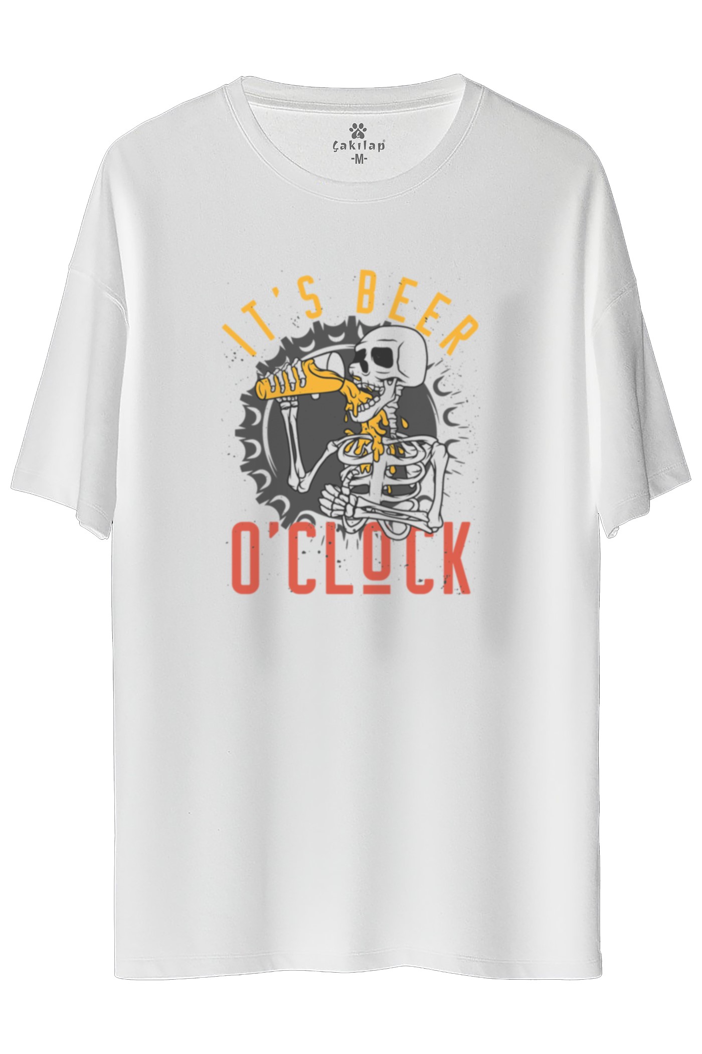 İt's Beer O'clock  Baskılı Oversize Tişört