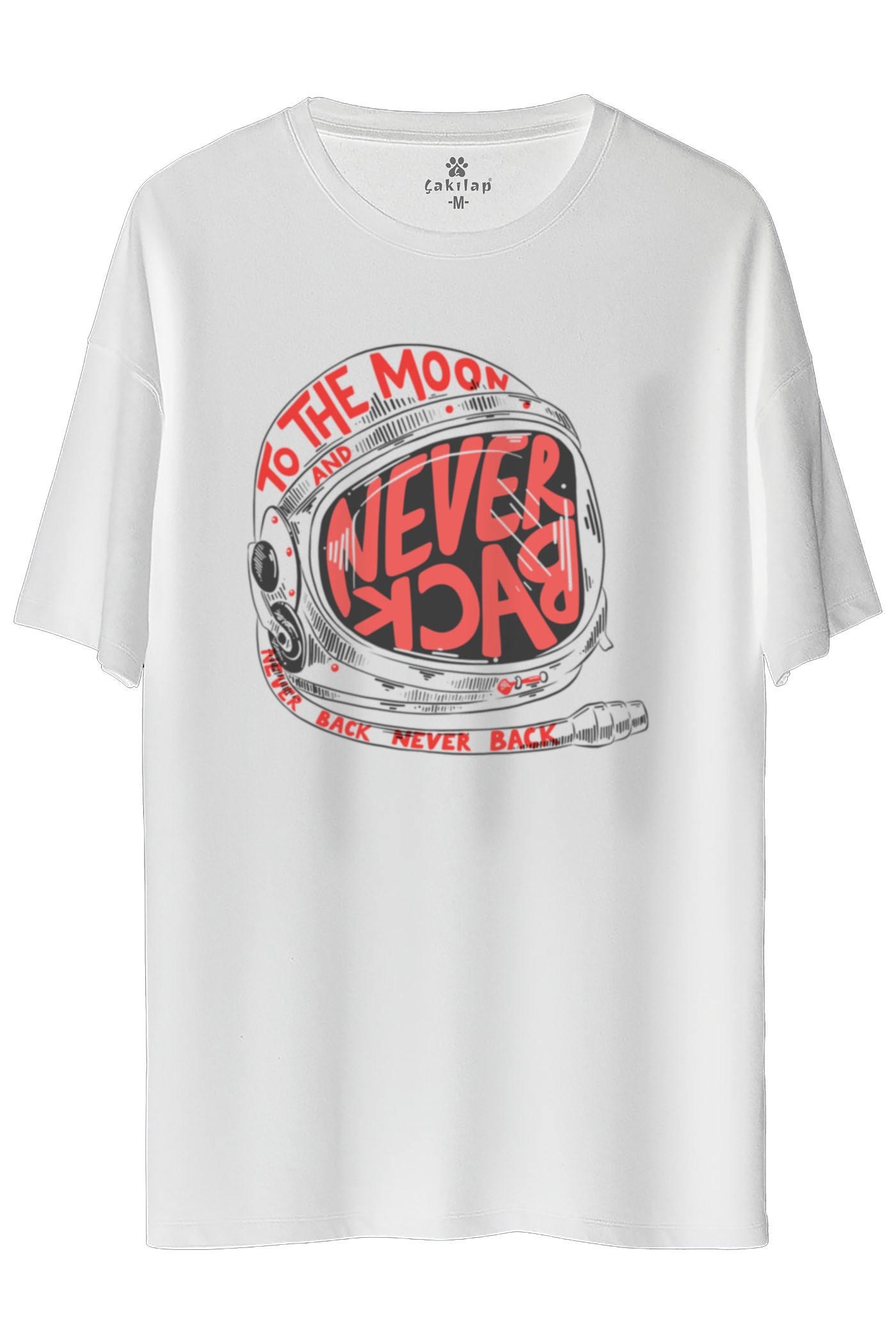 To The Moon And Never Back  Baskılı Oversize Tişört