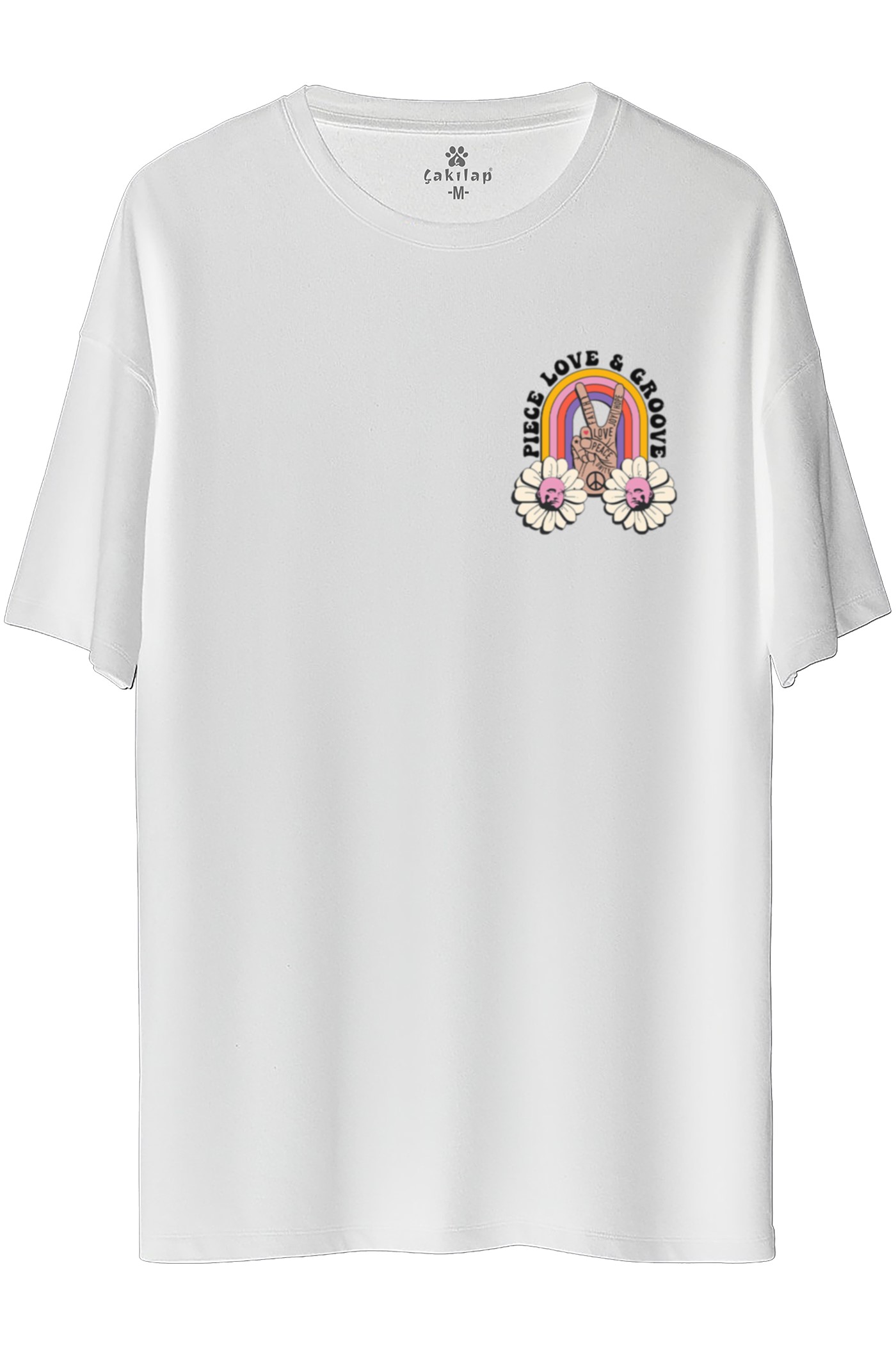 Retro Baskılı Oversize Tişört