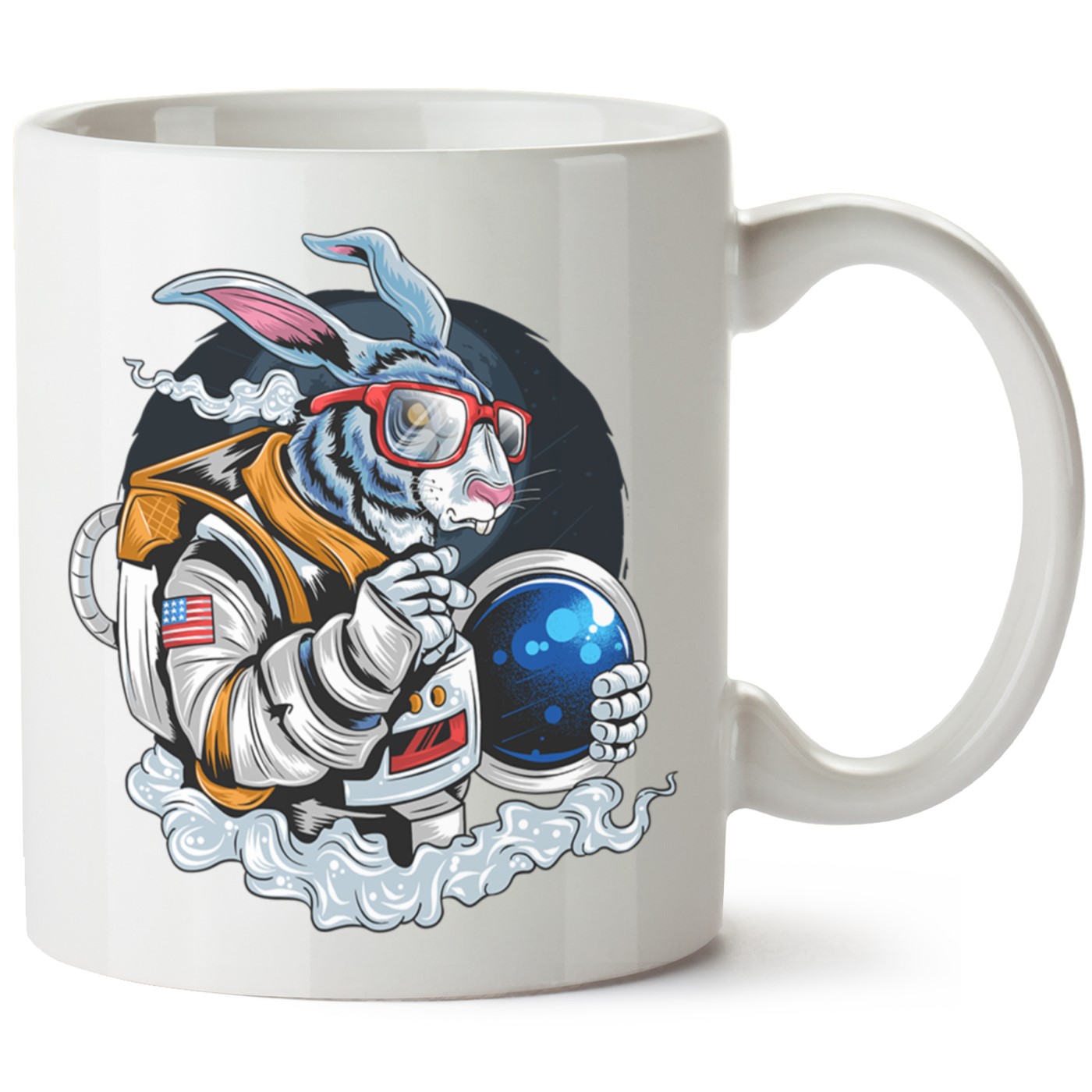 Tavşan Astronot Baskılı Porselen Kupa Bardak
