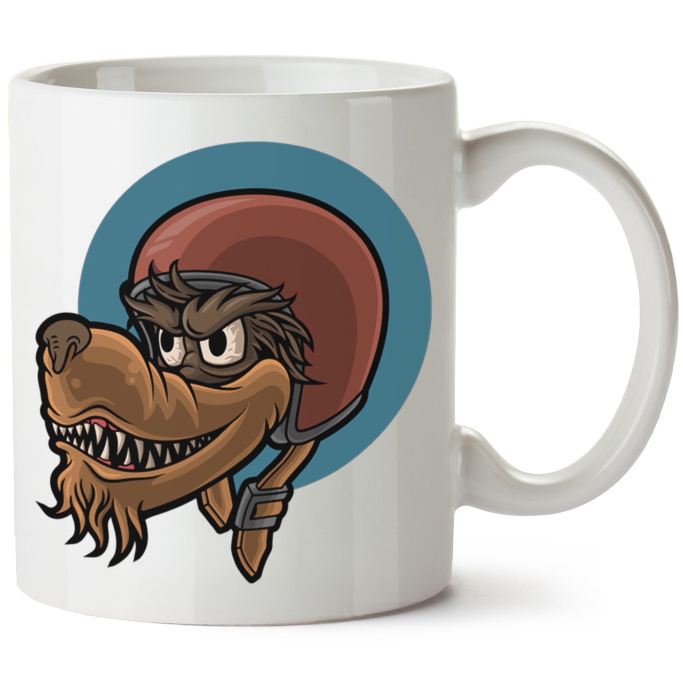 Kasklı Kurt Baskılı Porselen Kupa Bardak