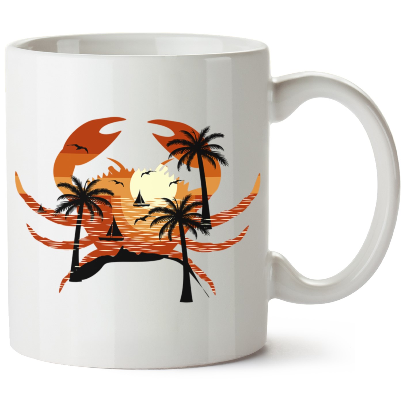 Yengeç Doğa Baskılı Porselen Kupa Bardak