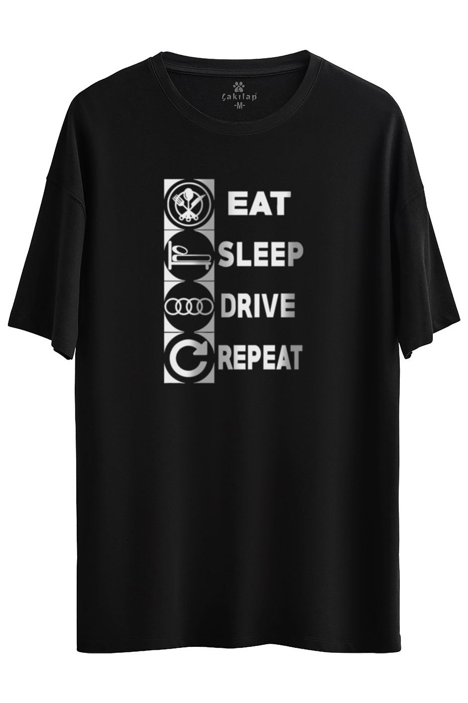 Audi Logo Baskılı Oversize Tişört