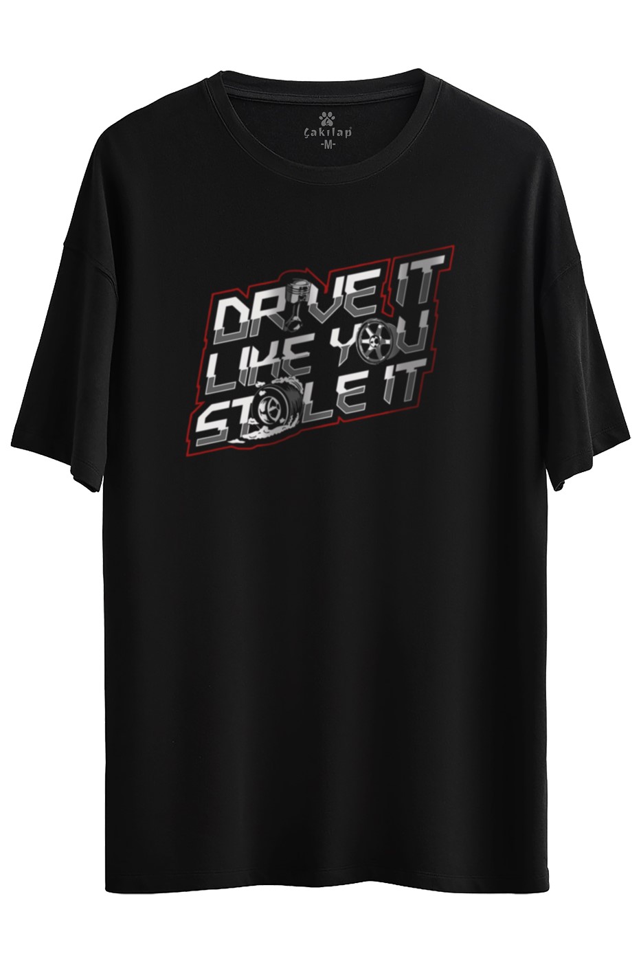 Drive It Live You Baskılı Oversize Tişört