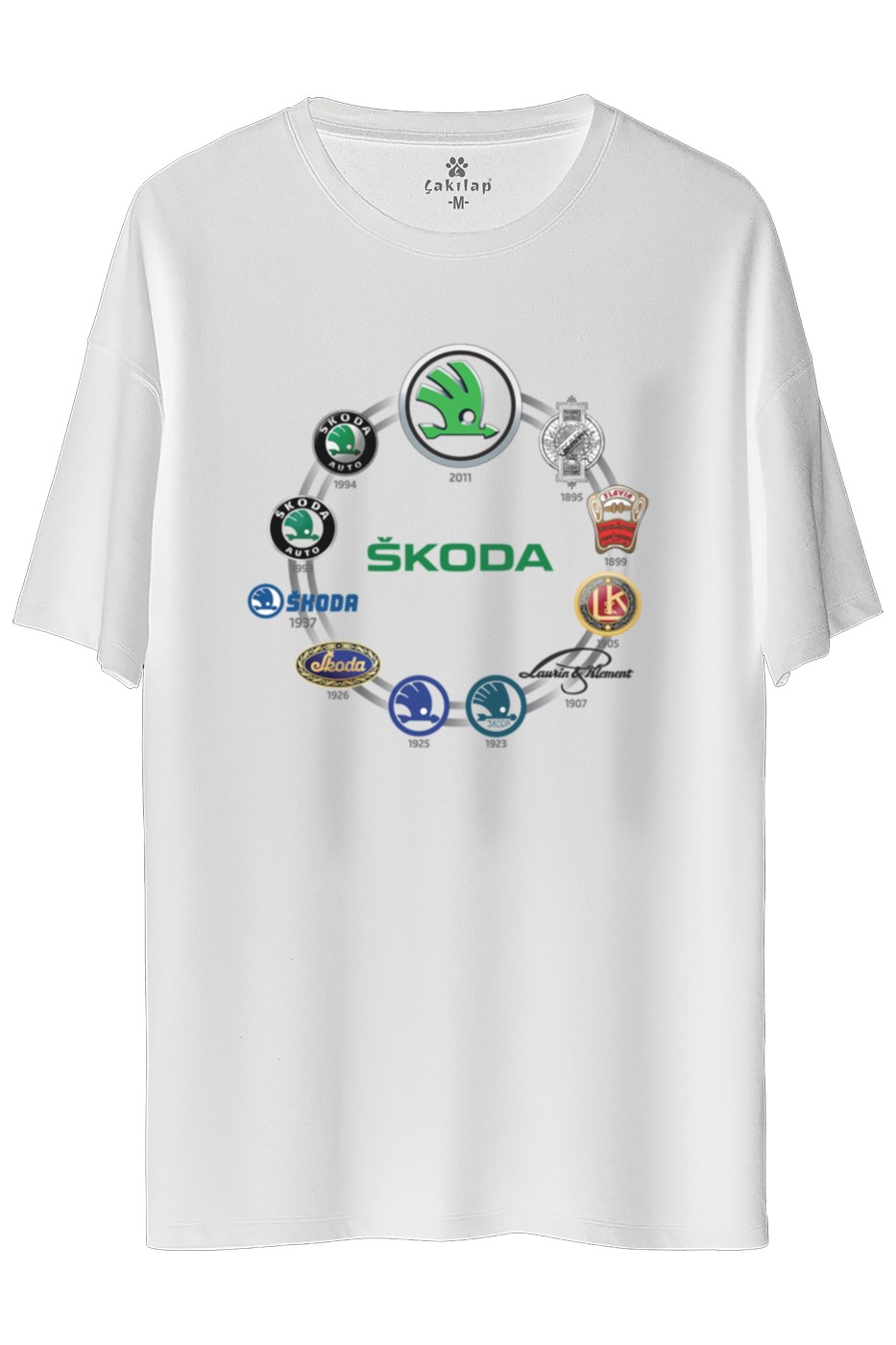 Skoda Logo Baskılı Oversize Tişört