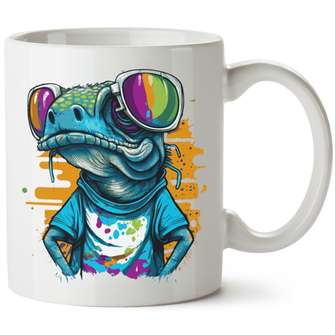 Bukalemun Baskılı Porselen Kupa Bardak