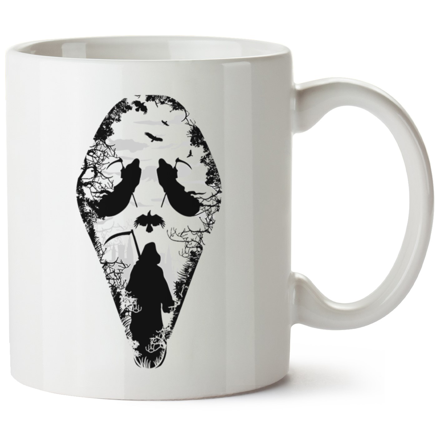 Çığlık Maske Baskılı Porselen Kupa Bardak