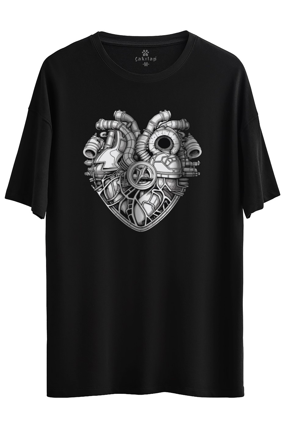 Kalp Motor Baskılı Oversize Tişört