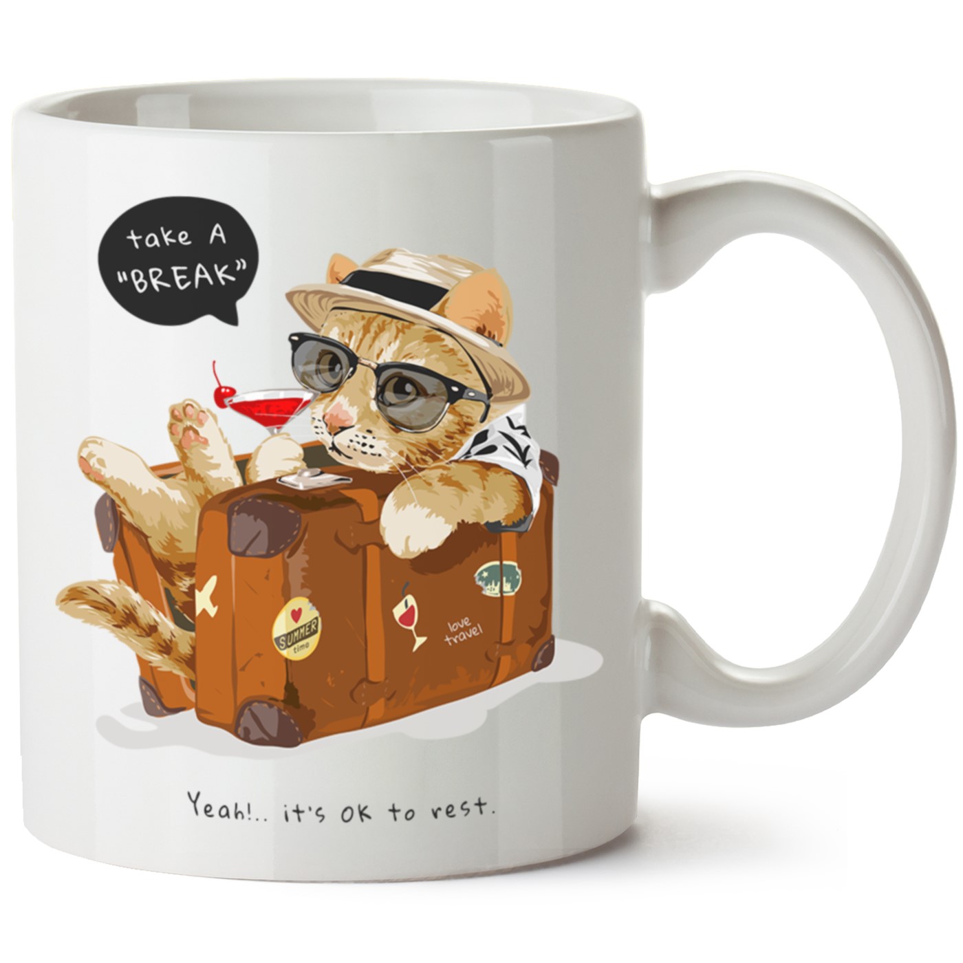 Kedi Baskılı Porselen Kupa Bardak