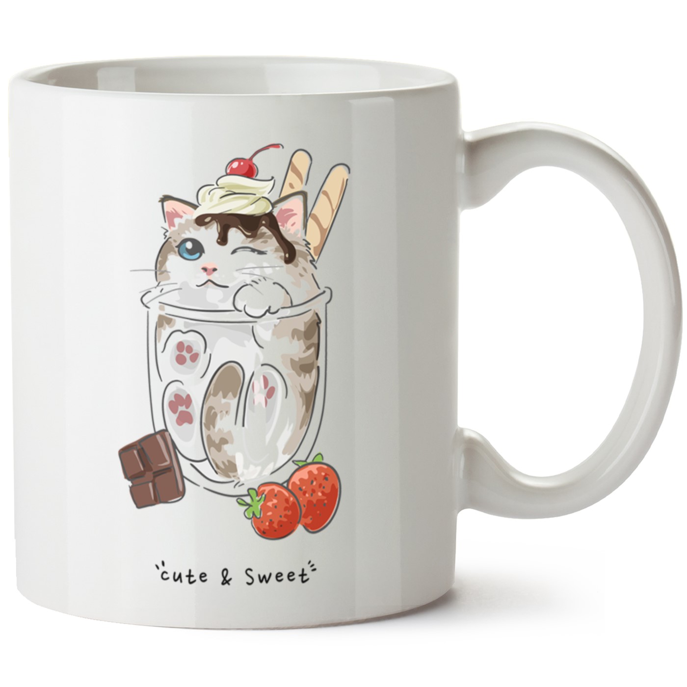 Kedi Baskılı Porselen Kupa Bardak