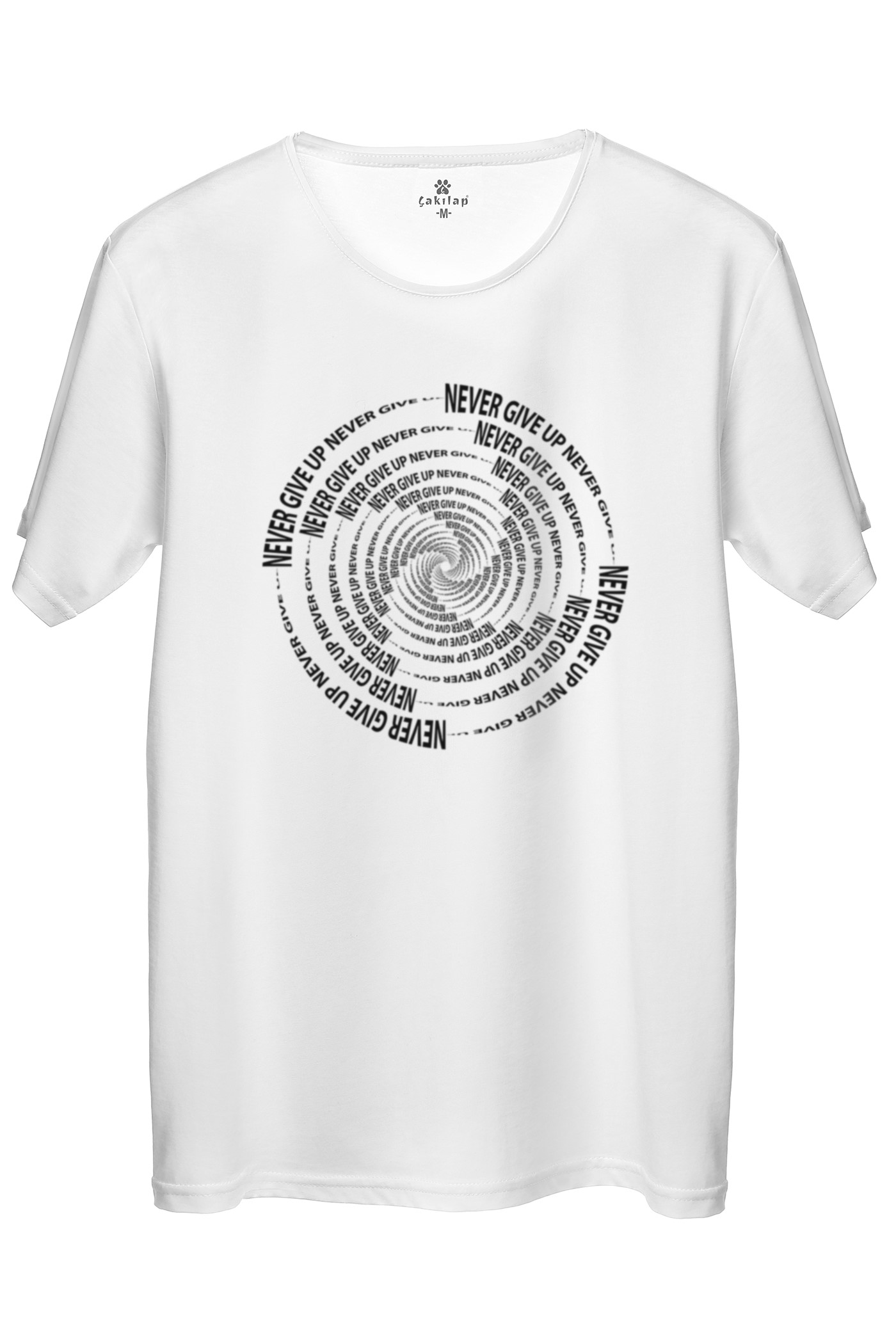 Never Give Up  Baskılı Regular Tişört